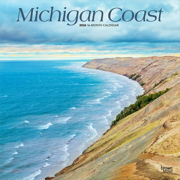Michigan Coast | 2026 12x24" (Hanging) Wall Calendar | Plastic-Free | BrownTrout