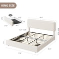 thumbnail image 2 of Teddy Fleece King Size Bed Frame, Cloud Cream Bed Frame with 2 Storage Drawer and Adjustable Headboard, Soft Teddy Fabric, No Box Spring Required, Easy Assembly, Cream, 2 of 7