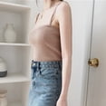 thumbnail image 4 of Summer Women Ladies Vest Knitted Ribbed Crop Tops Tank Top Spaghetti Strap Camisole, 4 of 5