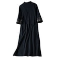 thumbnail image 5 of HOMBOM Embroidered Dresses for Women Maxi Casual Long Cotton Linen Crew Neck 3/4 Sleeve Plus Size Young Womens Shift Dress, 5 of 6