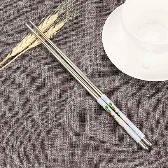 JeashCHAT Flower Chopsticks Clearance, 1 Pair Reusable Metal Chopsticks for Cooking Eating, Stainless Steel Flatware Non-Slip Dishwasher Safe