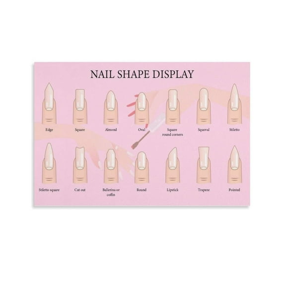 Nail Shape Guide Nail Salon Poster (30) Canvas Printed Painting Posters And Wall Art Pictures Are Used For Room Aesthetics And Decoration