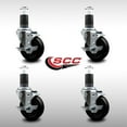 thumbnail image 2 of 4 Inch SS Soft Rubber Swivel 1-5/8 Inch Expanding Stem Caster Set with Brake SCC, 2 of 2
