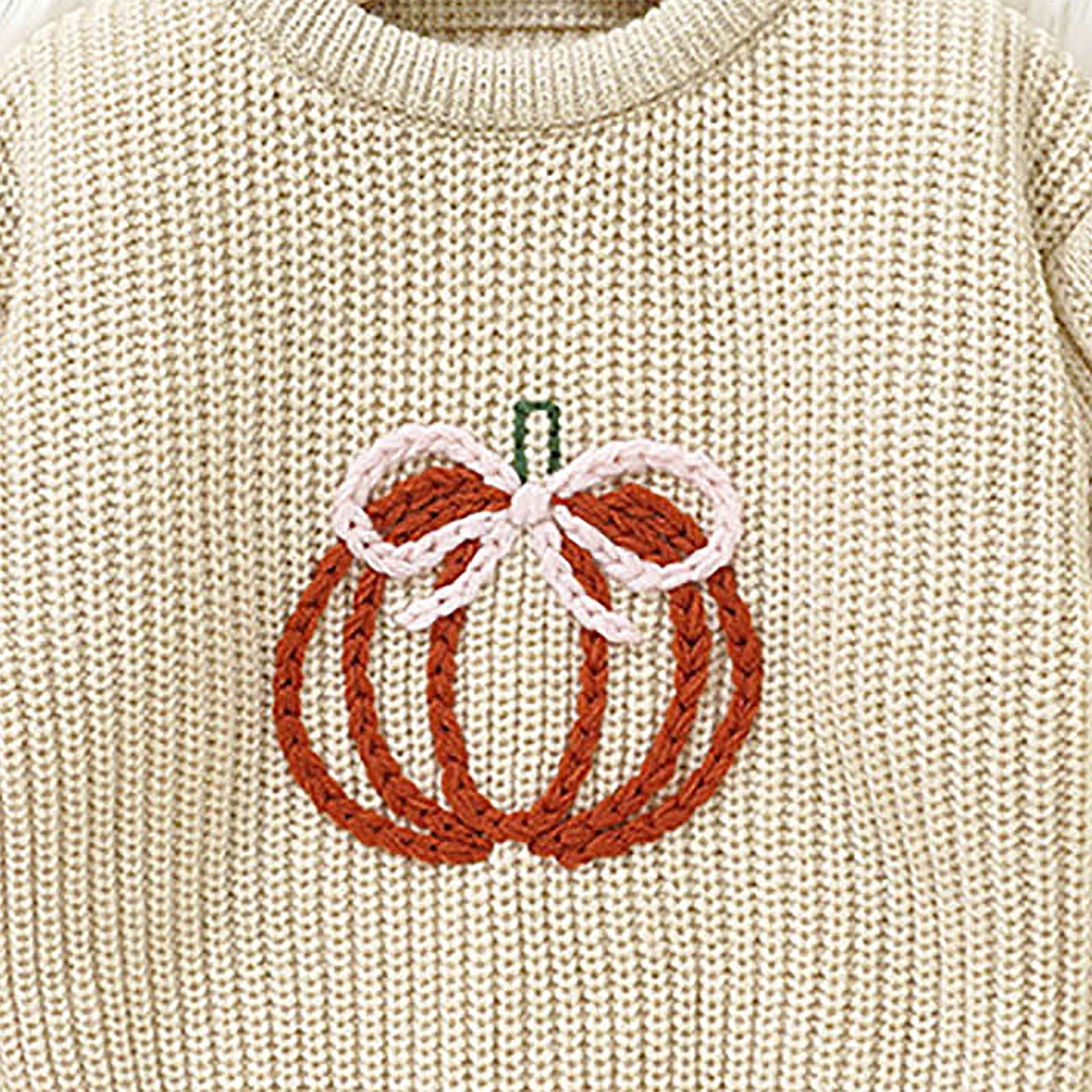mgoYE Toddler Baby Girl Halloween Outfit Pumpkin Sweater Embroidery Knit Pullover Sweatshirt Fall Winter Clothes Size 2-3 Years