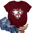 thumbnail image 3 of Gibobby Playera Corte clásico para Mujer Mujeres Casual Impresión Manga Corta Cuello Redondo Camiseta Suelta Blusa Tops(Vino,G), 3 of 4