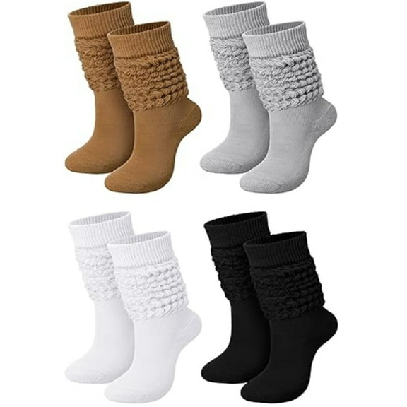 4 pairs Slouch Socks for Women Bulk Stacked Boot 80s 90s Neon Slouch Knit Scrunchie Socks