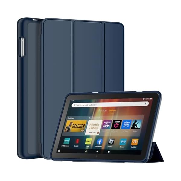 wonim11 All-New Amazon Fire HD 8 & 8 Plus Tablet Case (12th/10th Generation, 2024/2022/2020), DJ&RPPQ Smart Trifold Stand Cover with Soft TPU Back and Auto Wake/Sleep Also for 8in Sony Nokia-Navy Blue