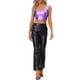 thumbnail image 2 of INSPIRAR CHIC Top sin mangas para mujer U Cuello Ropa de fiesta Clubwear Holográfico Brillante Metálico Top Corto XS Lavanda, 2 of 6