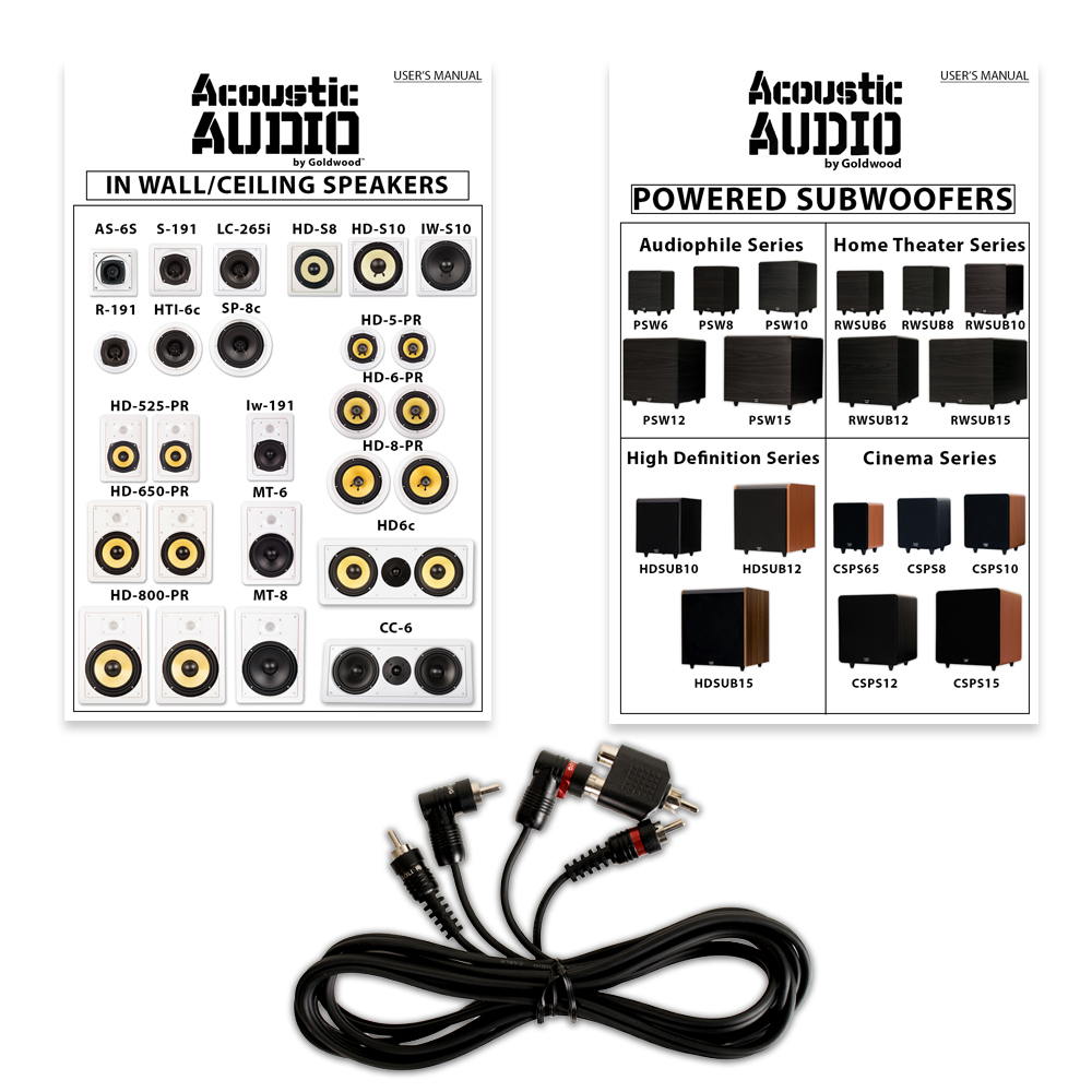 Acoustic Audio 5.1 Speaker System Flush Mount 5 Speaker Set and 8" Powered Sub - image 5 of 5