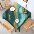 thumbnail image 2 of Teal Gold Marble Pattern Square Tablecloth,Waterproof Square Table Cover,Wipeable Spillproof Washable Table Cover for Home Kitchen Party Decor 60"x60"(152x152cm), 2 of 6