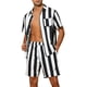 thumbnail image 1 of Conjunto de Camisa a Rayas INSPIRE CHIC para Camisas de Manga Corta de Playa Hawaiana para Hombre y Pantalones Cortos M Negro Blanco, 1 of 4