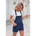 thumbnail image 4 of Pink Queen Women's Denim Classic Adjustable Straps Cuffed Hem Bib Overalls Shortalls S-2XL, 4 of 7