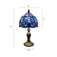 thumbnail image 4 of Tiffany Mini Table Lamp Blue Stained glass Baroque Style Lavender LED Bulb Included Pull Chain Switch for Living Room Dining Room Bedroom Bedside 14"H*8"W, 4 of 5