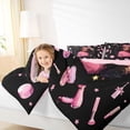 thumbnail image 3 of Castle Fairy Glam Black Girl Twin Bedding 7-Piece,Stars Print Bedding Comforter Set,Pink Black,Pink Reversible, 3 of 7