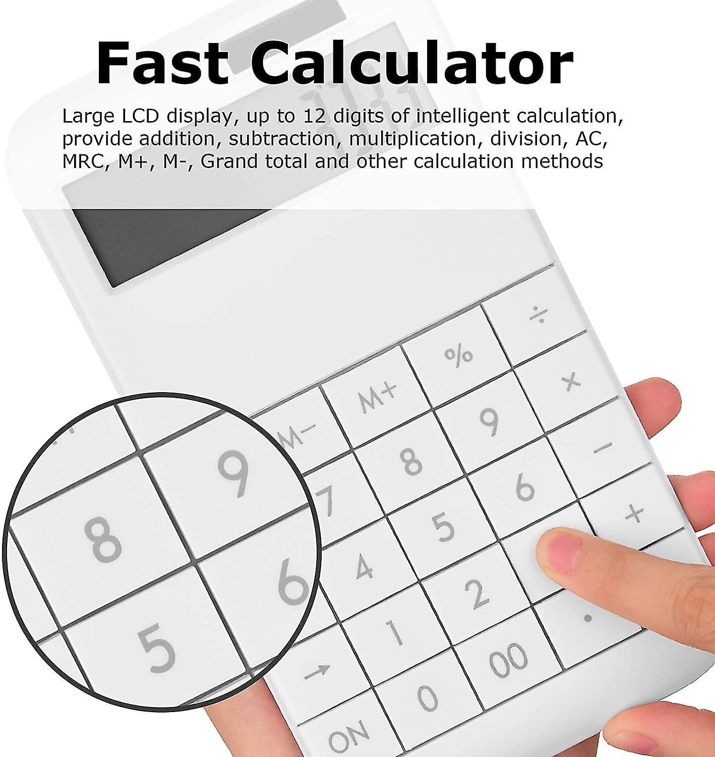 Basic Standard Calculator 12 Digit Desktop Calculator With Large Lcd Display For Office, School, Home Business Use, Modern Design