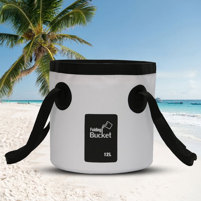 Cubo de pescado plegable de 12L Cubo de agua exterior impermeable a prueba de fugas (blanco)