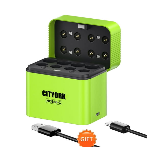 CITYORK 4 Bay AA Batteries and 4 Bay AAA Batteries Smart Charger,Quick Independent Battery Charger Storage Box for 1.5V Double A and Triple A Rechargeable Lithium Batteries