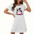 thumbnail image 4 of Sakmal Moomoo Nightgowns Women White Cute Halloween Pajama Dress Ghost Print Short Sleeve Nightgowns, 4 of 5