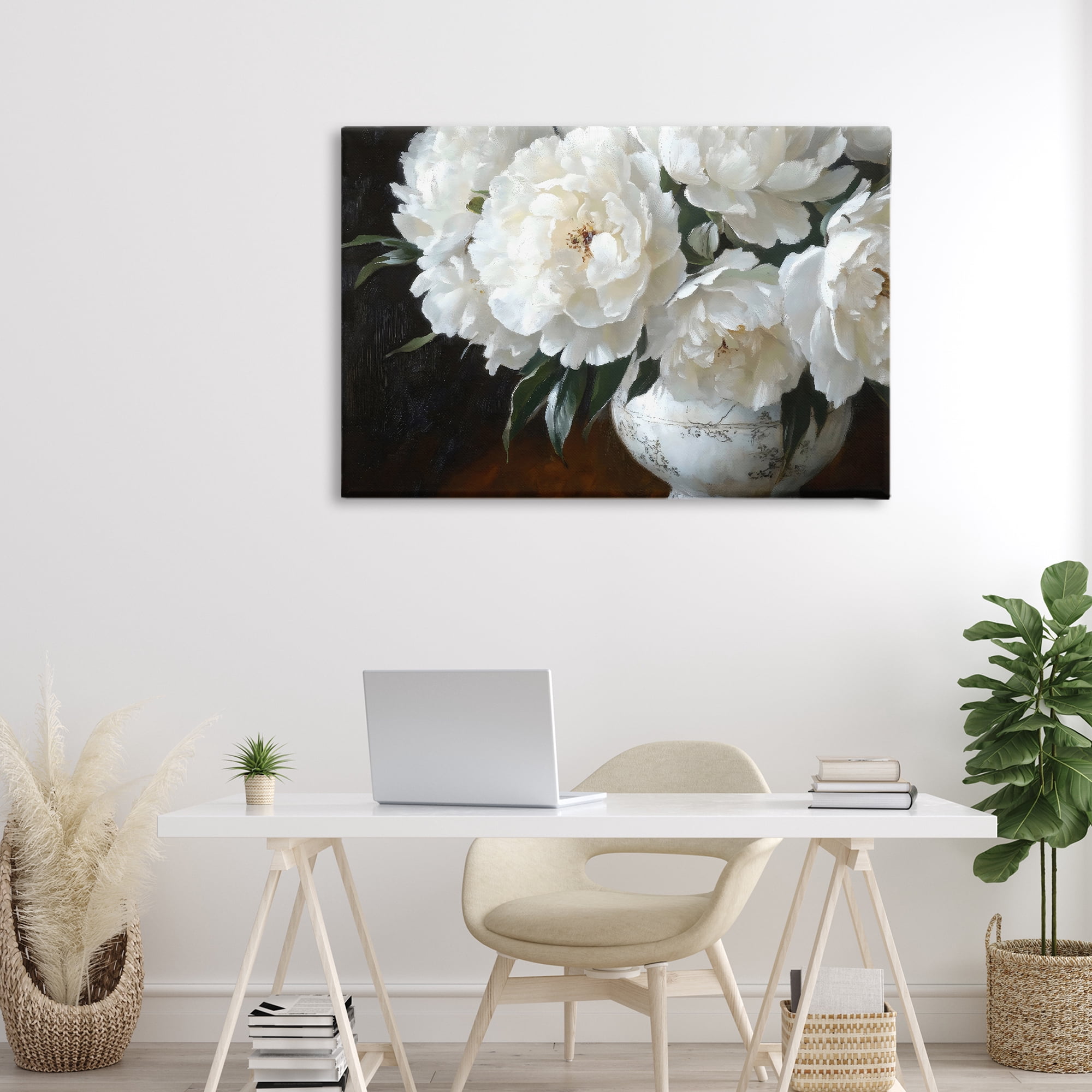 Stupell Industries White Flowers in Vintage Vase Canvas Wall Art, design by Petal Prints Design
