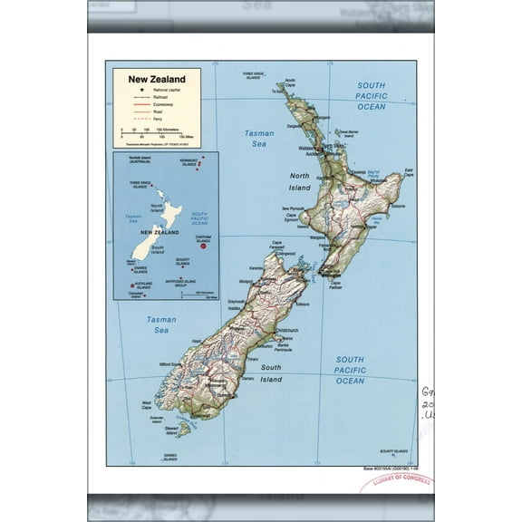 24"x36" Gallery Poster, cia map of new zealand 2006
