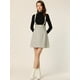 thumbnail image 3 of Vestido informal a cuadros para mujer, falda con tirantes de tweed de cintura media Blanco S, 3 of 6
