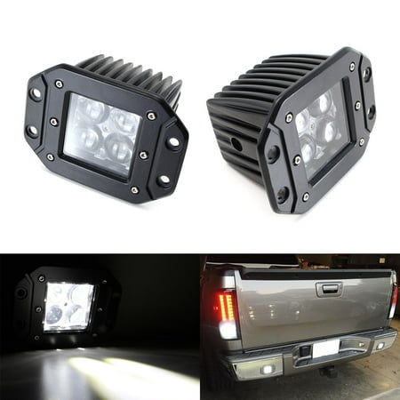 iJDMTOY (2) Dually Flush Mount 4D Optic Projector Lens CREE LED Pod Lights For Truck Jeep Off-Road ATV 4WD 4x4 As Search Lights, Fog Lights, Driving Lamps, Backup Reverse Lights,
