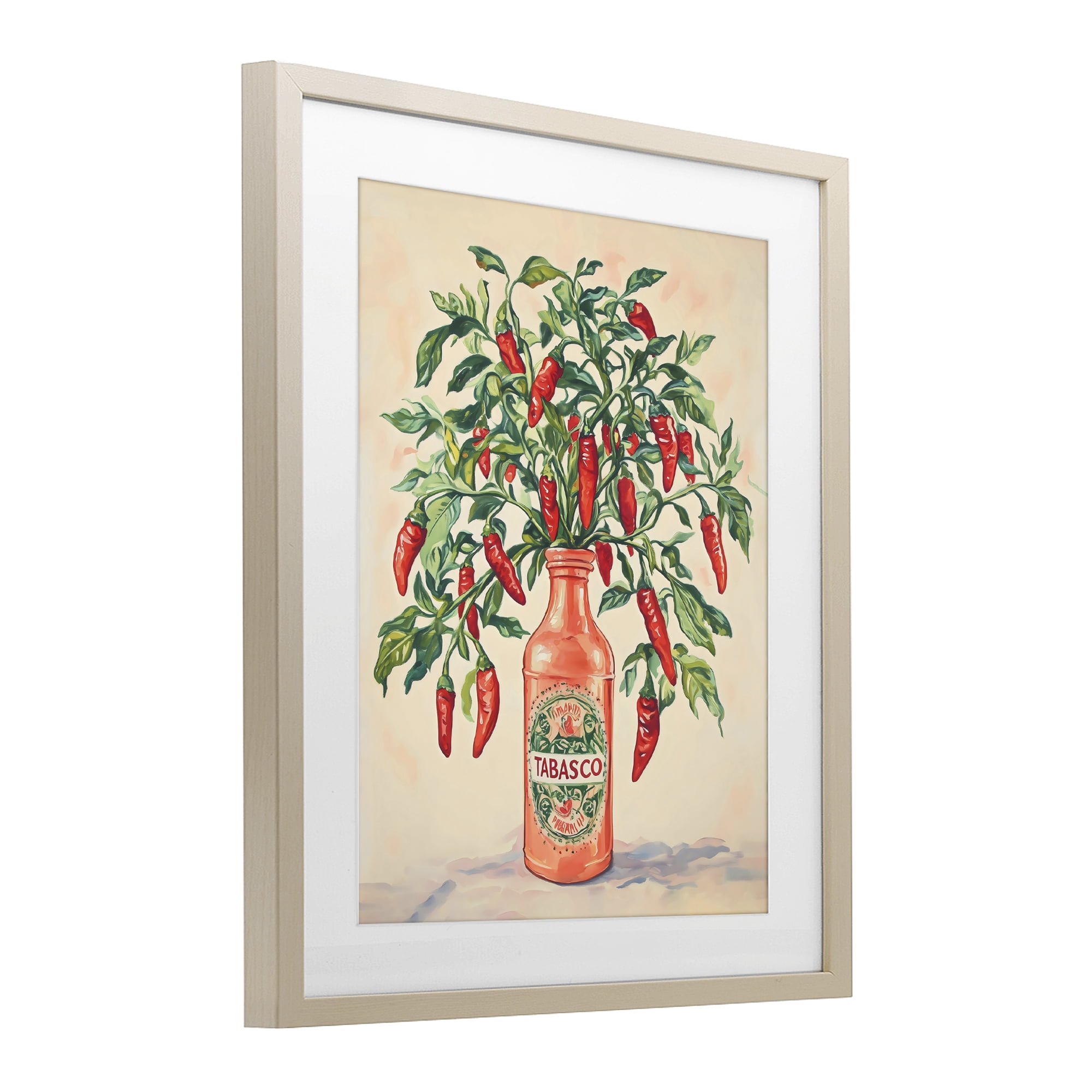 Stupell Industries Chili Peppers in Hot Sauce Vase Birch Framed Print Under Glass, design by The Prints Vibe