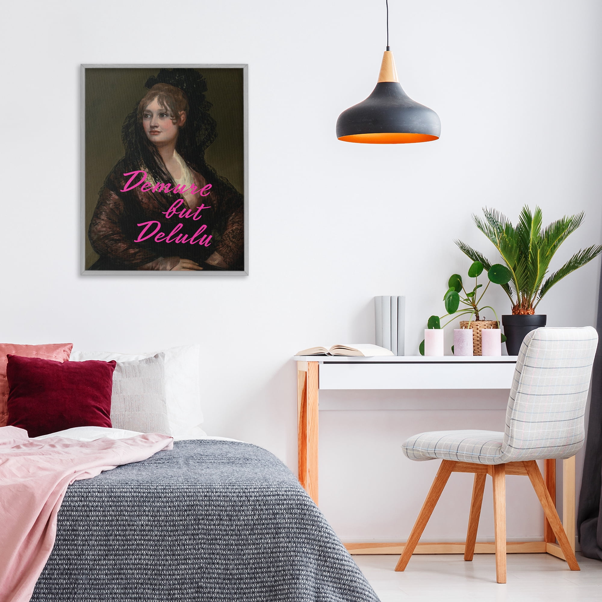 Stupell Industries Iconic Demure But Delulu Gray Framed Giclee Art, design by Grotto Studios