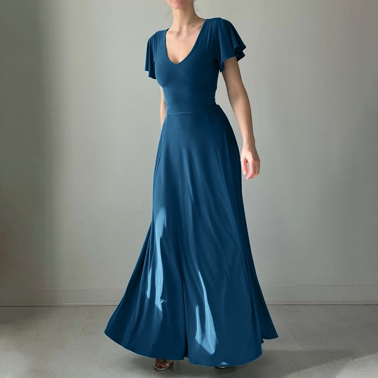 Wycnly Dresses for Women 2025 Fashion Empire Waist Ruffle Sleeve Swing A Line Party Long Dresses Solid Short Sleeve V-Neck Maxi Formal Dresses for ... Wycnly Dresses for Women 2025 Fashion Empire Waist Ruffle Sleeve Swing A Line Party Long Dresses Solid Short Sleeve V-Neck Maxi Formal Dresses for ...