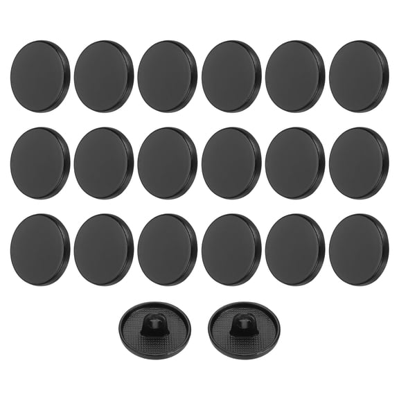 20pcs 24L Metal Round Flat Sewing Buttons 15mm Alloy Shank Craft Replacement Button for Men Women Suit Woolen Coat Shirt Trousers Sewing Crafts, Matt Black