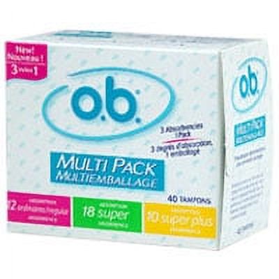 O.B. Non-Applicator Tampons, Multi-Pack - 40 Ea