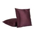 thumbnail image 1 of Pack of 2 Solid Faux Silk Square Decorative Pillow Covers/Shams with Zipper Closure - (20"x20", Plum), 1 of 2