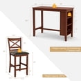 thumbnail image 4 of Costway Ensemble de Table à Manger de Pub 5 Pcs avec Étagères de Rangement et 4 Chaises Rembourrées Noyer, 4 of 9