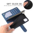 thumbnail image 6 of Wallet Case for iPhone 16e, Premium Vintage PU Leather Zipper Pocket Case with Card Holder Slots Magnetic Closure Kickstand Wrist Strap Shockproof Flip Folio Cover - Blue, 6 of 14