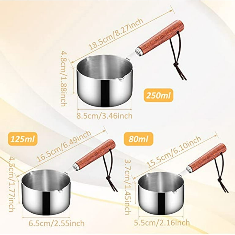 Stainless Steel Mini Soup Pot with Long Handle Condiment Sauce Pan Porridge Cooking  Pot Nonstick Small Saucepan for Restaurant Kitchen Home 125ml 