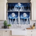 thumbnail image 3 of Kitchen Window Curtains Valance and Tier Set, Winter Whiter Trees Rod Pocket Tier Curtain Valance Set, Abstract Moon Landscapes Light Filtering Cafe Curtains for Bedroom Living Room, 3 of 9