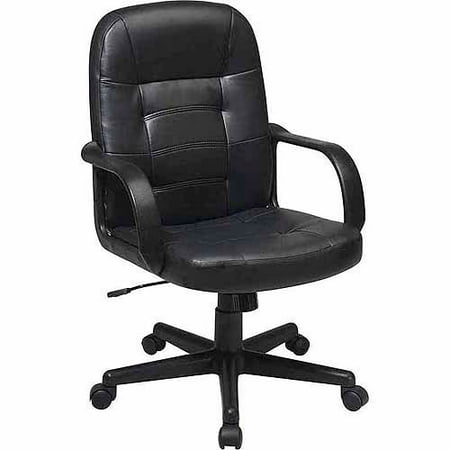 Leather Mid-Back Office Chair, Black
