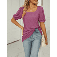 thumbnail image 3 of SIEANE 2023 Women’s Tops Casual Puff Short-Sleeve Basic Tunic Tee Square Neck T Shirts Loose Fit, 3 of 5