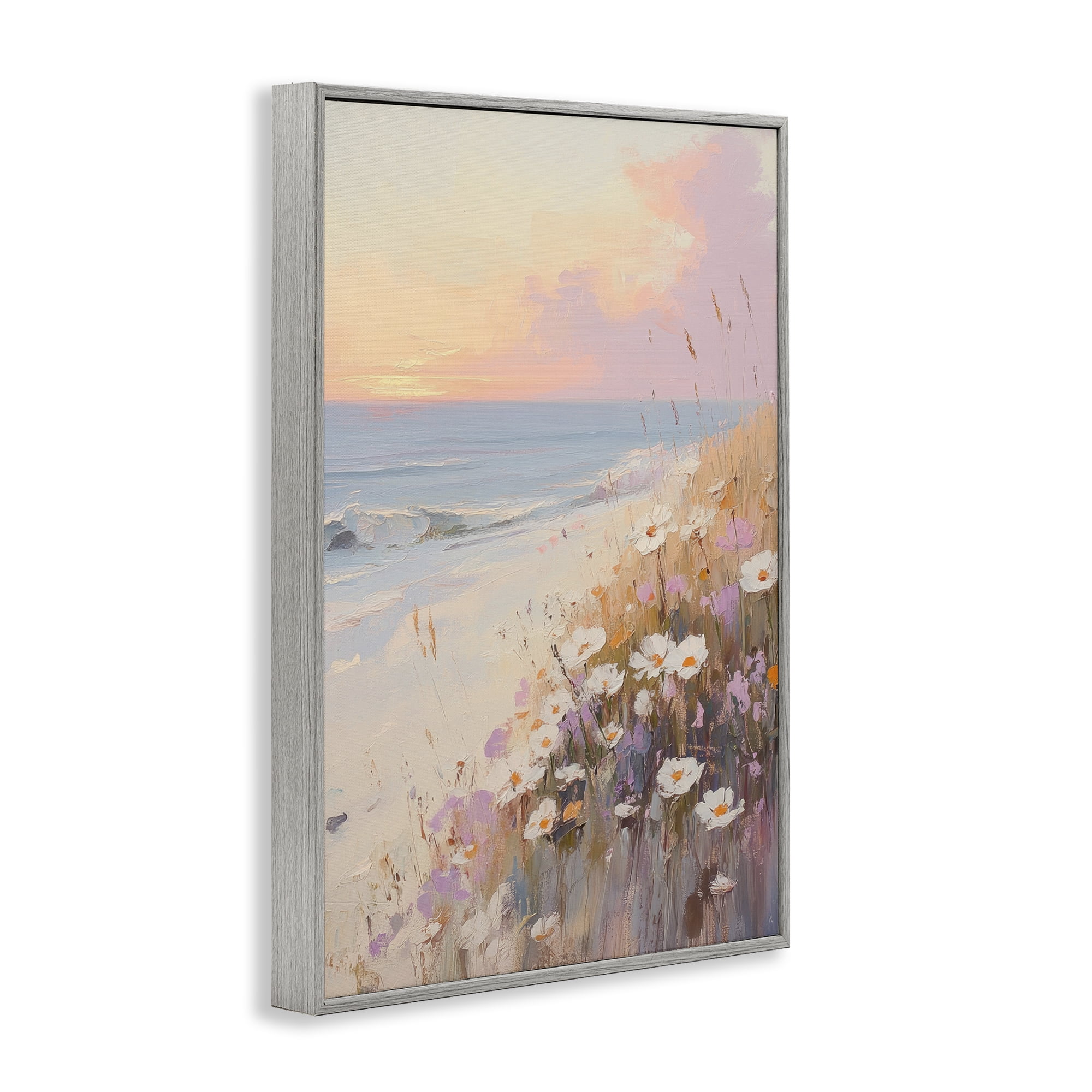 Stupell Industries Pastel Sunset Wildflowers By Sea Gray Framed Giclee Art, design by Sisi and Seb