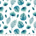 thumbnail image 4 of 58" x 2 Yards Precut Voile Fabric, Cotton Polyester Blend, Green and White Palm Leaves Design, 4 of 5