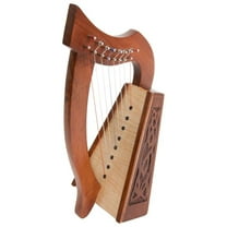 8-String Lily Harp with Knotwork Carvings - Mini Harp Instrument with Tuning Tool - 15 Inch Height - Nylon Strings - Pakistan Made