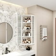 thumbnail image 2 of Bathroom Cabinet with Glass Door, Wall Mounted Corner Cabinet with Four-tier Storage, Accent Storage Cabinet for Bedroom, Living Room, Kitchen, White, 2 of 9