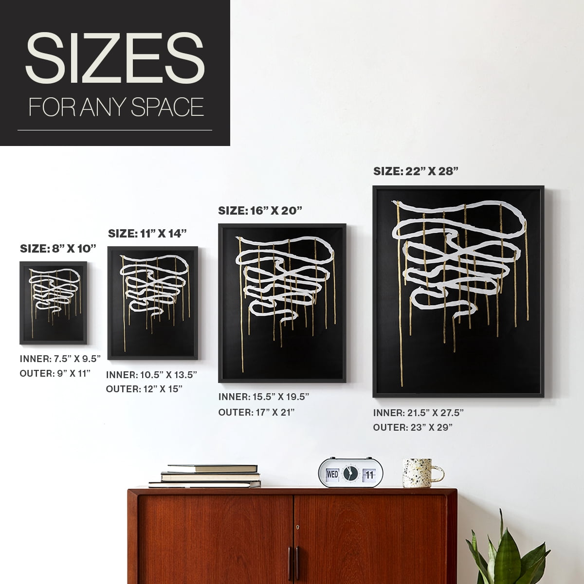 Weeping Ribbon II Framed Print in Black Solid Wood 22 x 28 Framed Print