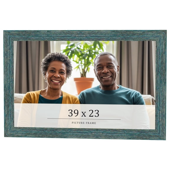 39x23 Frame Blue Rustic Barnwood Solid Wood Picture Frame Width 1.25 Inches | Interior Depth 0.5