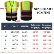 Reflective Vest Class 2 Safety Vests ANSI with 5 Pockets Zipper High Visibility Construction Uniform