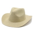 thumbnail image 1 of Women Men Summer Western Cowboy Hat - Shapeable Straw Hollowed Out Sun Hat, 1 of 3