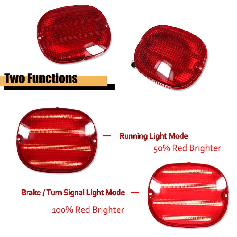 GTINTHEBOX (Set/4) Red LED Brake Tail Lights Lenses For 1990-1996