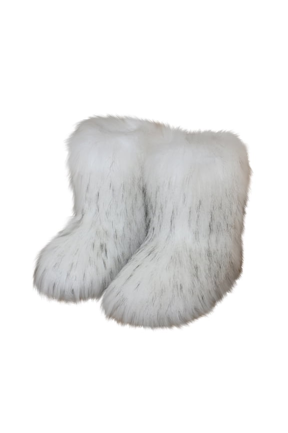 Women's Faux fur Boot Warm Comfortable Outdoor Flat Shoes Furry Fluffy Short Snow 2025 Boot Mid-Calf Boots White US-9EU-42
