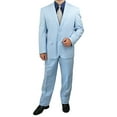 thumbnail image 2 of Sharp Hand Tailored Mens 2pc. 2 Button Linen Blend Suit w/1 Pair of Socks - Blue, 2 of 4