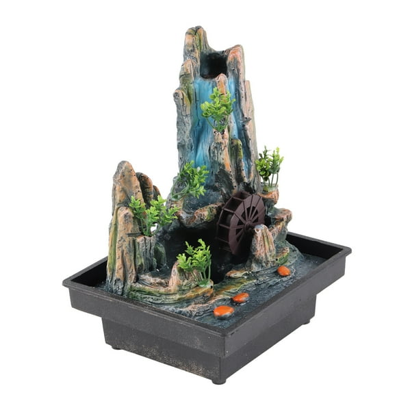 Fontaine en Résine de Bureau Fontaine de Cascade Intérieure Fontaine de Bureau Rocaille Décorative avec Atomiseur pour Maison Bureau